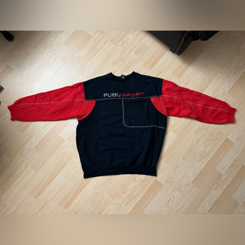 Blue and red vintage fubu sport crew neck